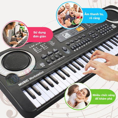 Đàn Piano Cao Cấp Electronic Keyboard 61 Phím Kèm Mic Cho Bé, Nhiều Chức Năng - Đồ Chơi Cho Bé