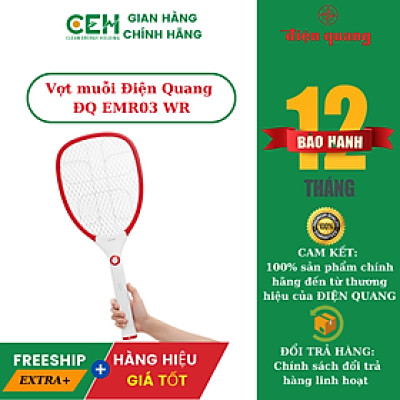 Vợt muỗi Điện Quang ĐQ EMR02 WR (Trắng-đỏ)