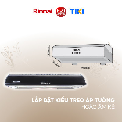 Máy hút mùi 70cm Rinnai RVH-7Slim(Hood-DG) than hoạt tính và ống thoát 380W - Hàng chính hãng.