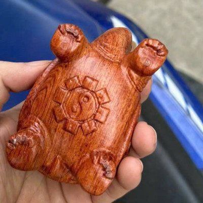 Tượng rùa kim quy tài lộc phong thủy bằng gỗ hương đá kt 9×6×5.5cm 