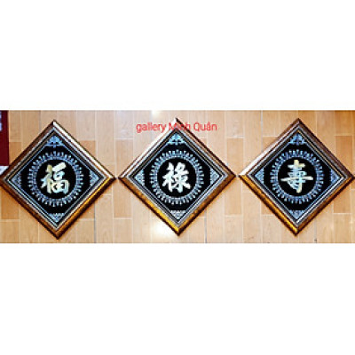 Bộ tranh chữ khảm ốc sơn mài” Phúc Lộc Thọ”