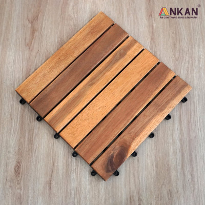Vỉ Gỗ Lót Sàn Ban Công Thương Hiệu ANKAN Màu Vàng Nắng Loại 6 Nan, Sàn Gỗ Lót Ban Công, Sân Vườn, Hồ Bơi, Phòng Spa, Siêu Bền, Chịu Nước Tốt, Chống Trơn Trượt, Tiêu Chuẩn Xuất Khẩu (10 Vỉ)