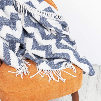 SCATTER BOX Vỏ chăn sofa cao cấp nhập khẩu Ireland Anh Quốc ZIGGY màu NAVY/ GREY kích thước 127X178CM phong cách hiện đại