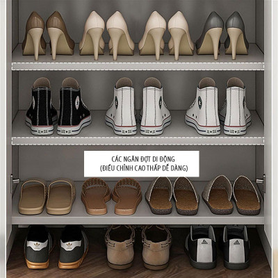 Tủ Giày Dép Gỗ 4 Cánh Kèm Chân Sắt Đơn Giản Mà Đẹp Thương Hiệu SIB Decor TG31