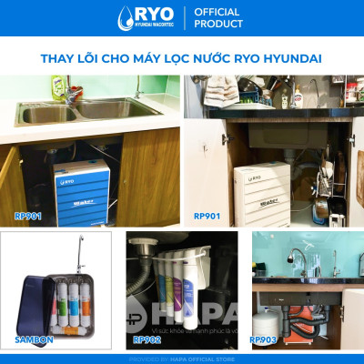 Bộ 5 Lõi Lọc Nước RYO HYUNDAI RP100S Máy Nóng Lạnh, Sediment, Pre-Carbon, UF Membrane Filter, Post Carbon, TCR Filter. Nhập Khẩu Hàn Quốc - Hàng Chính Hãng.