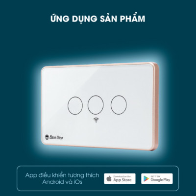 Công tắc cảm ứng Rạng Đông CTCU.WF CN.03T điều khiển từ xa, mặt kính cường lực chống xước, 3 nút bấm - Hàng chính hãng