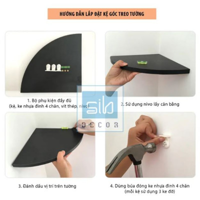 Bộ 3 Kệ Trang Trí Treo Góc Tường Juno Sofa Hình Cung Tròn (Không Cần Khoan Tường) KT 28x 28x1.8cm