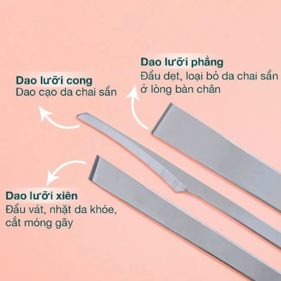 Bộ 3 Dao Lấy Khóe Móng Nhặt Da Khóe, Cắt Móng Gãy, Cạo Da Chai Sần, Loại Bỏ Da Chai Sần Ở Lòng Bàn Chân