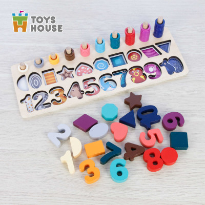 Đồ chơi ghép gỗ, học chữ số, hình khối và phép tính cho trẻ từ 3 đến 5 tuổi Toyshouse 574
