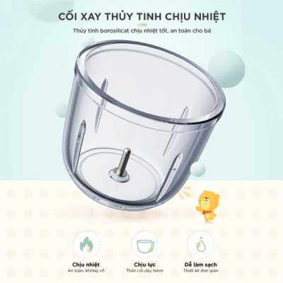 Máy Xay Thịt, Máy Xay Ăn Dặm Bear GR-B06V1 Xay Cực Êm Dung Tích 0.6 Lít Công Suất 200 W- Hàng Chính Hãng