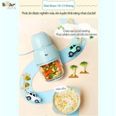 Máy Xay Thực Phẩm Xay Ăn Dặm BEAR Xay Cực Êm An Toàn Vệ Sinh 0.3L Công Suất 120 W  - Hàng Chính Hãng