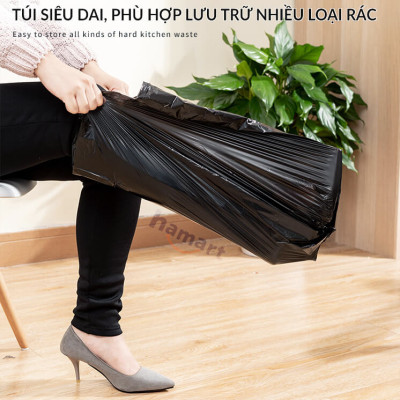 100 Túi Đựng Rác Văn Phòng Nylon Đen 5 Cuộn 150gr Túi Đựng Rác Tự Hủy Sinh Học 45x50CM Siêu Dai