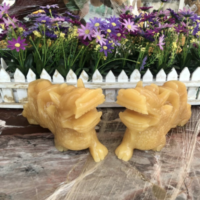 Cặp Tỳ Hưu phong thủy đá ngọc hoàng long - Dài 20 cm