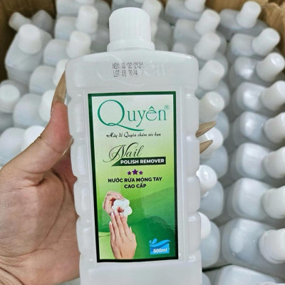 Nước Rửa Móng Axetol Quyên 500ml Chai Vuông Chữ Dập Nổi Cao Cấp Làm Nail, Dung Dịch Tẩy Rửa Sơn, Ủ Phá Gel Sạch Nhanh, Mau Khô, Không Mùi Hắc