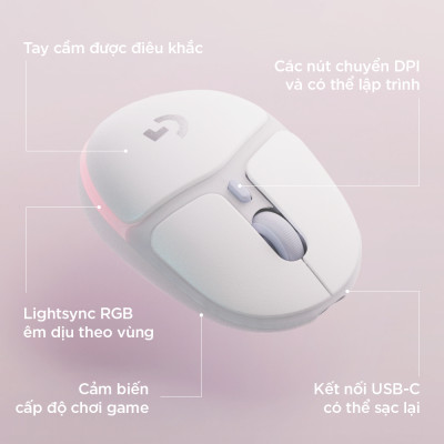 Chuột không dây chơi game Logitech G705 Bluetooth & LIGHTSPEED, RGB , gọn nhẹ 85g, 6 nút lập trình - Hàng chính hãng
