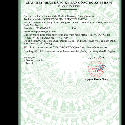 Nhục Thung Dung PQA Bổ Thận Tráng Dương, Hỗ Trợ Cải Thiện Sinh Lý Nam Và Giảm Đau Lưng Mỏi Gối Hộp 30 Viên