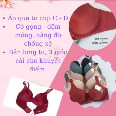Áo lót, áo ngực Bigsize Thái Lan, mút mỏng, có gọng 2472 / 2530 Cup C-D dành cho người ngực to