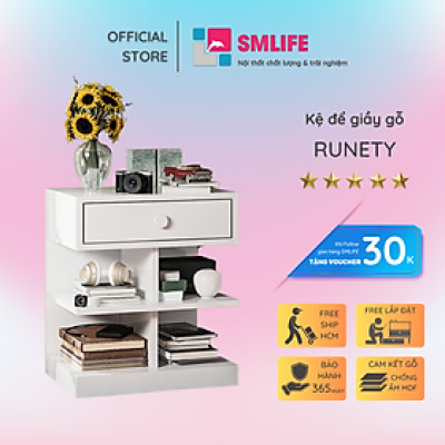 Kệ giầy nhỏ gọn bằng gỗ thiết kế đẹp mắt SMLIFE Runety