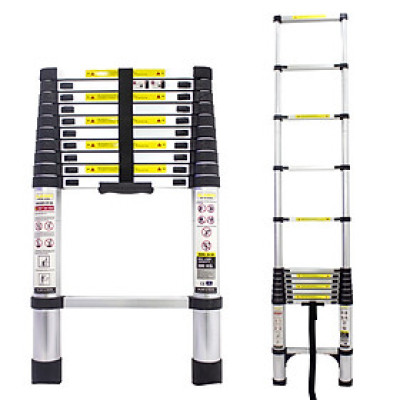 Thang nhôm rút gọn SUMIKA SK320 - Chiều cao tối đa 3.2m, chiều dài rút gọn 0.8m, hợp kim nhôm cao cấp, khóa chốt chắc chắn, đế cao su chống trượt, nhỏ gọn, di chuyển tiện lợi