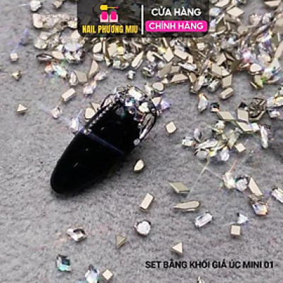 Set Đá Khối Chân Bằng Giả Úc Trắng Mini Khoảng 100 Viên Làm Nail, Đá Siêu Nhỏ Bo Góc Chân Tinh Tế Trang Trí Móng Angelica Nữ Women