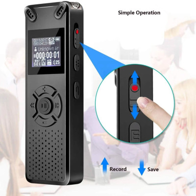 ROGTZ - Máy Ghi Âm Chuyên Nghiệp V91 Chip Xử Lý ATJ21275 Bộ nhớ 8Gb Loa ngoài Mic Thu Âm Kép Định dạng Nhiều chế độ ghi âm Ghi MP3/Wav Hỗ trợ Thẻ Nhớ Ngoài Màn hình LCD Pin 410mAh Thời gian Ghi 581 Giờ Mật Khẩu Bảo Vệ Hỗ trợ Đa Ngôn Ngữ - Hàng Chính Hãng