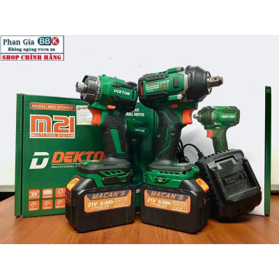 Combo·Máy Bắn Vít/Máy Bulong Dekton 550 N.m Bộ 2 Pin 15 CELL chính hãƞg
