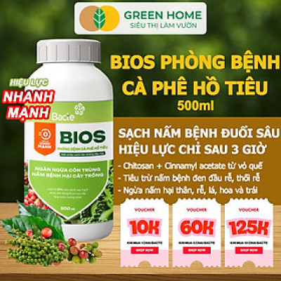 Chế Phẩm Sinh Học Bacte Bios Phòng Bệnh Cà Phê Hồ Tiêu, Green Home, Chai 500ml, Hiệu Lực Nhanh Mạnh