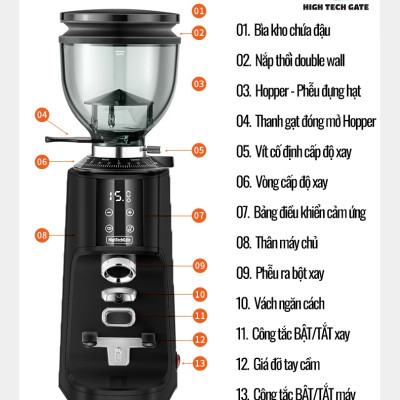 Máy Xay Cà Phê G9A Tự Động 2 Lập Trình, 100 Cấp Xay Cực Mịn, Thương Mại Chuyên Nghiệp, Bản Nâng Cấp, hàng chính hãng