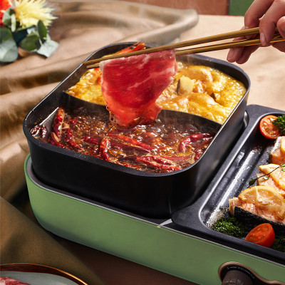 Nồi Điện Đa Năng, Nồi Lẩu Nướng 2 Trong 1 BEAR DKL-C15G1 Dung Tích 3 Lít Công Suất Cao 1600 W - Hàng Chính Hãng