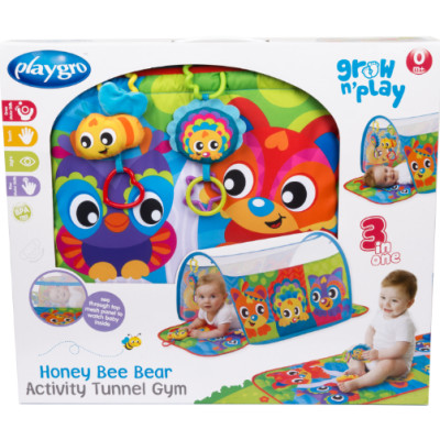 Thảm chơi đường hầm Honey Bee Bear Playgro, cho bé sơ sinh đến 24 tháng