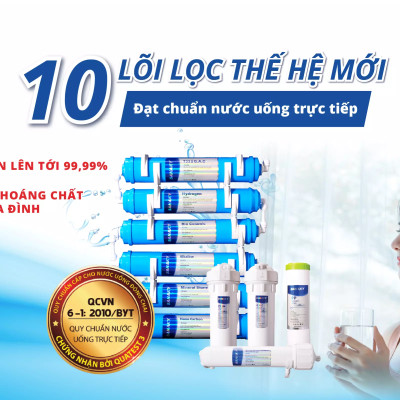 Máy lọc nước Sanaky VH-6210VD - 2 vòi – 3 chế độ nước Nóng – Lạnh – Nguội tiện lợi 10 lõi lọc nước thế hệ mới - Hàng chính hãng