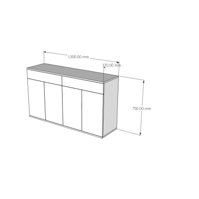 [Happy Home Furniture] SCANDINA, Tủ đựng đồ 4 cánh mở - 2 ngăn kéo ,130cm x 37cm x 75cm ( DxRxC), TCM_087