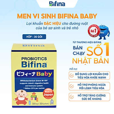 Men vi sinh Bifina Baby Nhật Bản- Hộp 30 gói - Bổ sung lợi khuẩn cho bé hỗ trợ tiêu hoá khoẻ mạnh