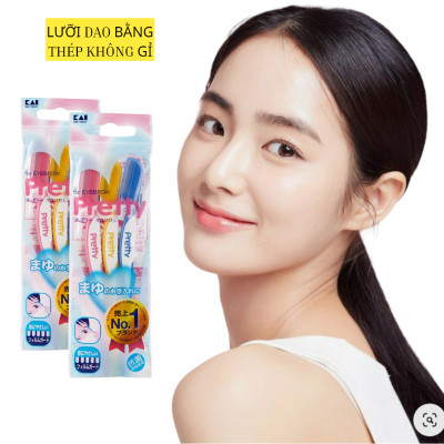 Dao Cạo Lông Mày Cán Dài Kai Pretty 12860 - FRML-3PN (Set 3 cây)