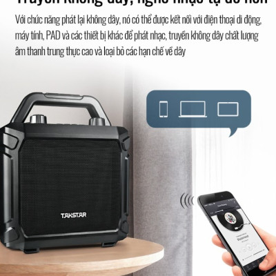 Takstar WDA-500 - Loa Di Động Không Dây UHF, Công Suất 40W, Thời Lượng Pin 20 Giờ Cho Biểu Diễn Ngoài Trời, Quảng Cáo, Giảng Dạy - Hàng chính hãng