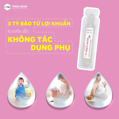 Men vi sinh cho Bé Táo Bón, Biếng Ăn, Rối Loạn Tiêu Hóa - LiveSpo PREGMOM 3 tỷ bào tử lợi khuẩn - Hộp 20 ống x 5ml