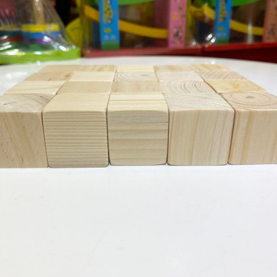 Bộ 20 Khối gỗ lập phương 3cm, khối vuông xếp chồng và làm đồ thủ công DIY, đồ chơi gỗ xây dựng, khối gỗ trơn không màu