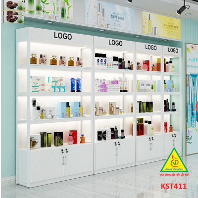 Kệ trưng bày sản phẩm, hàng hóa , kệ trang trí khung sắt mặt gỗ KST411- Nội thất lắp ráp Viễn Đông Adv