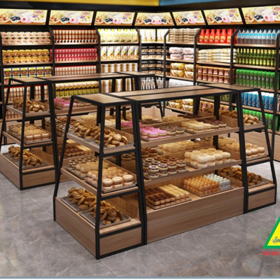 Kệ gỗ trưng bày rau củ quả, kệ trưng bày sản phẩm, hàng hóa KST422 - NỘI THẤT LẮP RÁP VIENDONGADV