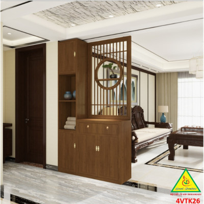 Vách ngăn phòng khách, vách ngăn tủ kệ bằng gỗm bình phong tranh 4VTK26 - NỘI THẤT LẮP RÁP VIENDONGADV