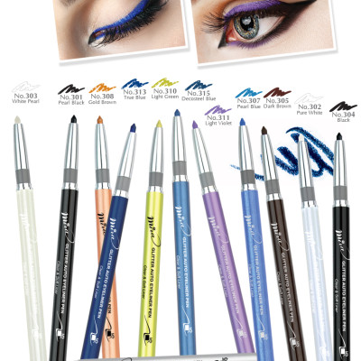 Chì mí kim tuyến Mira Glitter Auto Eyeliner Pen Hàn Quốc No.304 Pearl Black tặng kèm móc khoá