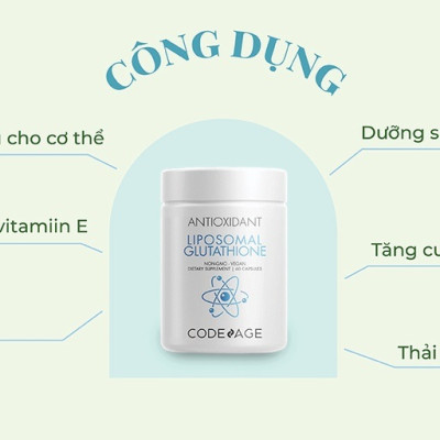 Liposomal Glutathione CodeAge Chống oxy hóa Giúp trắng sáng da Thải độc gan 60 viên