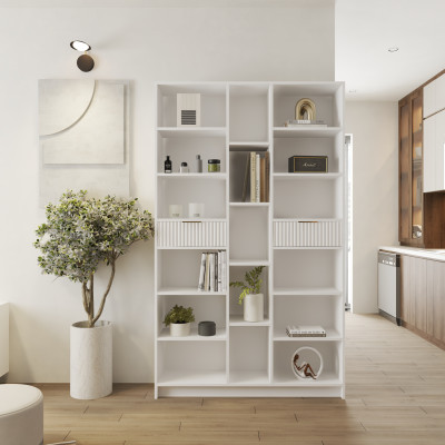 HAPPY FURNITURE , Kệ lưu trữ 2 ngăn kéo - NAMI, KSA_073 , 120cm x 30cm x 200cm DxRxC