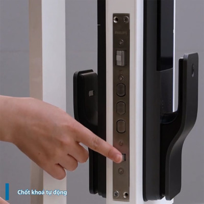 Bộ khóa cửa thông minh Gateway điều khiển từ xa, vân tay, thẻ từ, mật khẩu và chìa cơ, tích hợp kèm chuông cửa Philips DDL801-5HBS - Hàng nhập khẩu