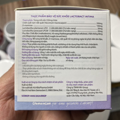 Lactobact Intima – Viên Uống Men Vi Sinh Cho Phụ Nữ – Hỗ Trợ Cân Bằng Hệ Vi Sinh – Hàng Công Ty Nhập Khẩu