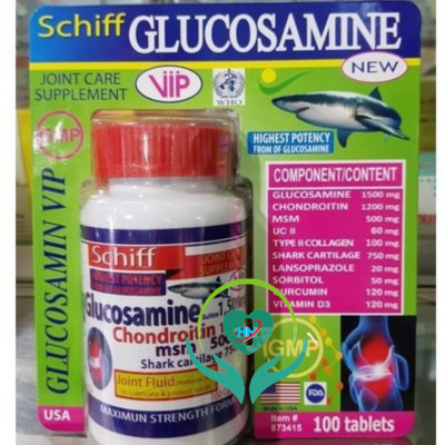 Viên uống Glucosamine 1500mg - hộp 100 viên - Giúp xương chắc khớp khỏe, ngăn ngừa thoái hóa khớp, tái tạo mô sụn