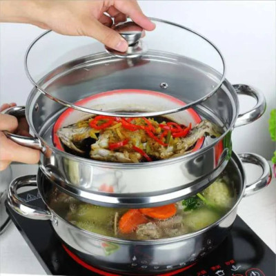 Nồi Hấp 2 Tầng Cách Thủy Đa Năng Đường Kính 28 cm - Hàng Chính Hãng