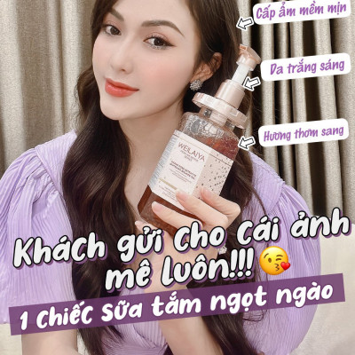 Set quà tặng cao cấp gồm 2 chai Sữa tắm trắng da cánh hoa hồng Damask và Kem ủ trắng vỏ bồ đào Weilaiya - Gói hộp quà sang trọng