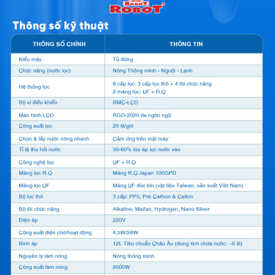 MÁY LỌC NƯỚC NÓNG THÔNG MINH LẠNH ROBOT GrandPlus-9  -Hàng Chính Hãng