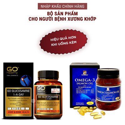 Bộ Sản Phẩm Cho Người Bệnh Xương Khớp: Viên Uống Bổ Xương Khớp Go Glucosamine 1-A-Day 30 Viên Và Viên Uống Dầu Cá Hồi Omega 3 Salmon Oil 180 Viên